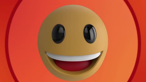 Animation-of-a-smiling-emojie-on-orange-circles-in-the-background