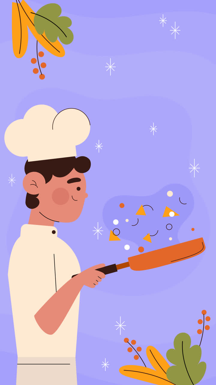 Motion Graphic of Flat international chefs day illustration