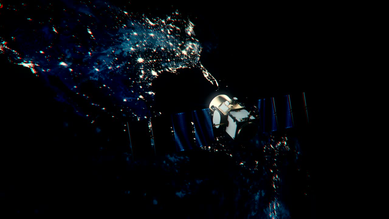 satélite moderno en órbita alrededor de la tierra.