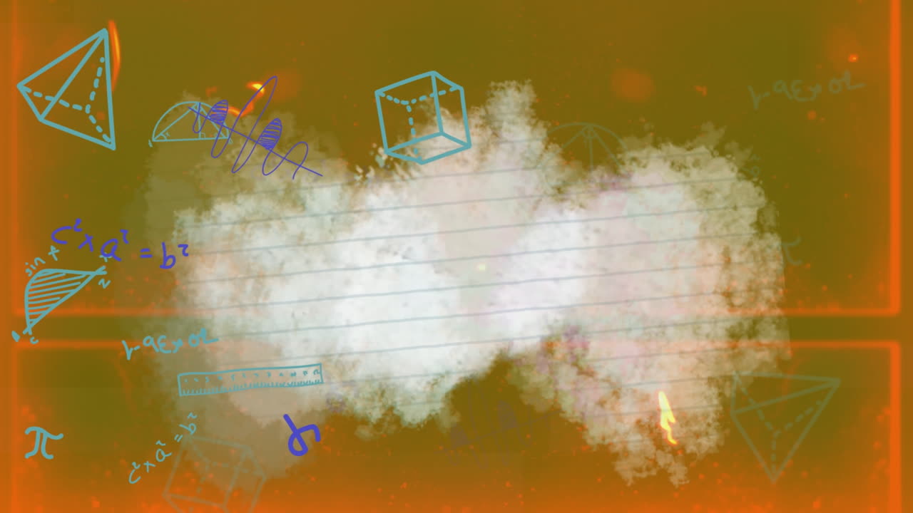 animación de dibujo matemático y energía sobre fondo verde