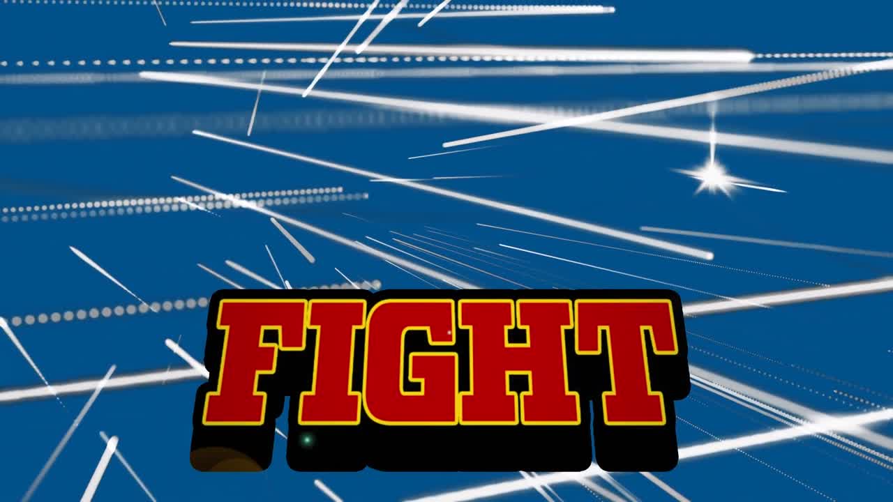 하 ⁇  선으로 파란색 배경에 싸움의 애니메이션