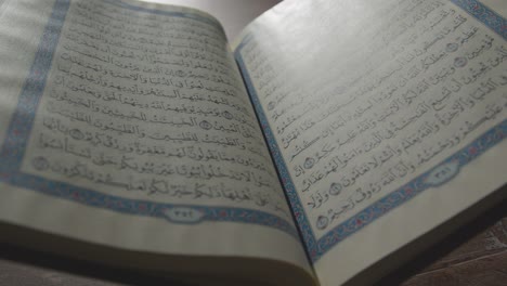 Handheld-Shot-of-the-Quran-Religious-Text-Pages