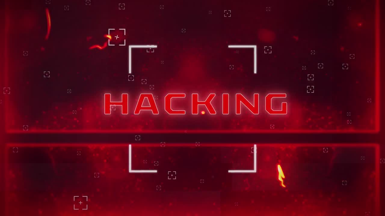 animación de texto de hacking con marcador blanco sobre un fondo rojo brillante