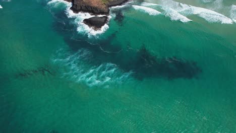 drone shot of fingal headland and seascape in nsw, australia