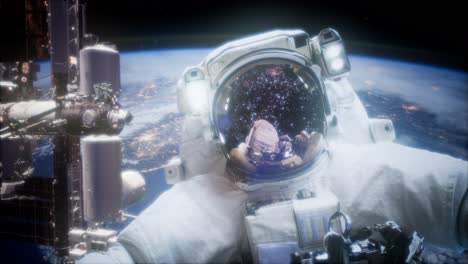 astronauta en una caminata espacial. elementos de esta imagen proporcionados por la nasa