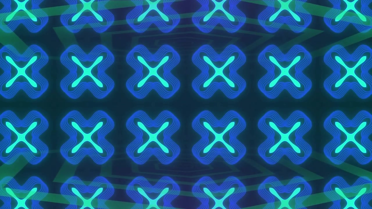 Motivo geometrico astratto con luce blu neon pulsante