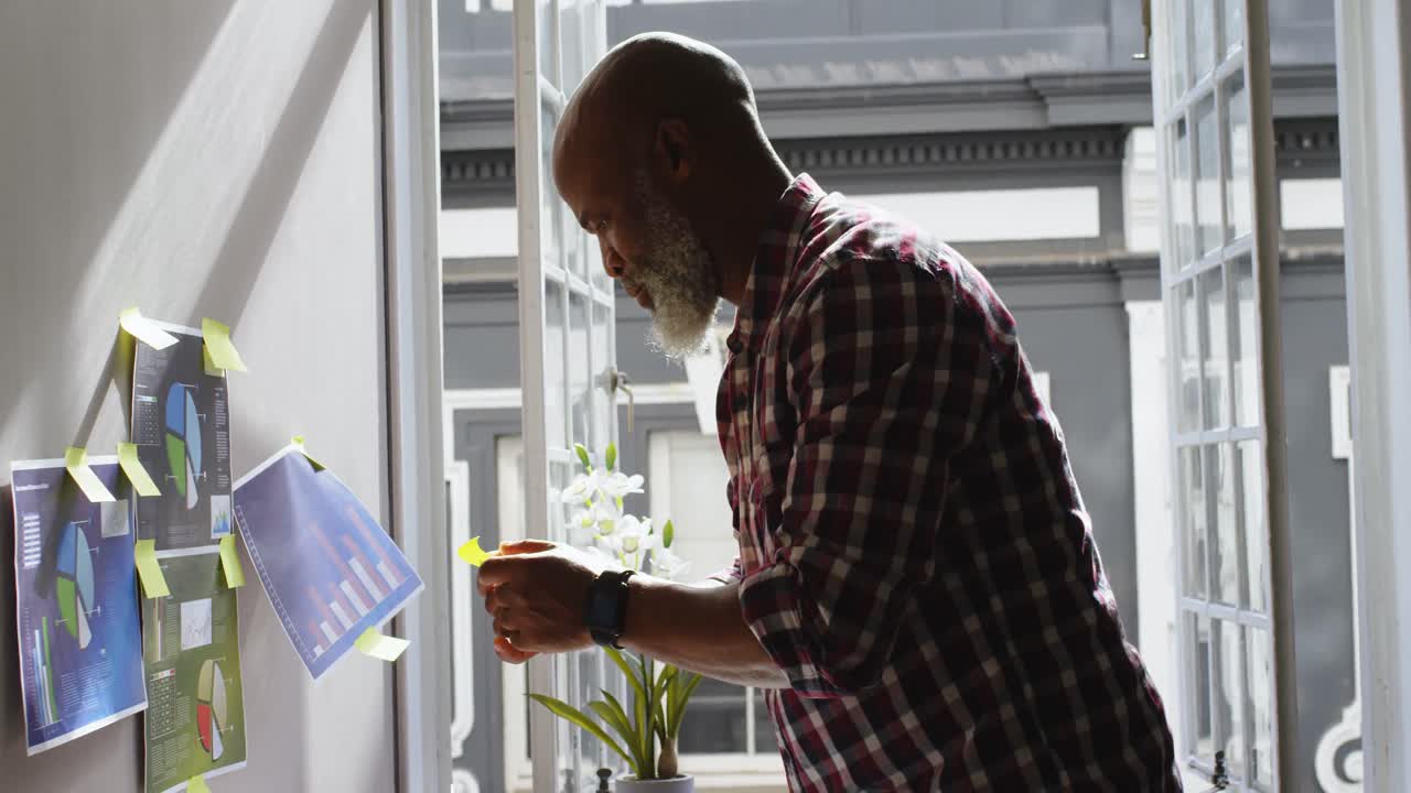 alto ejecutivo masculino con notas adhesivas 4k