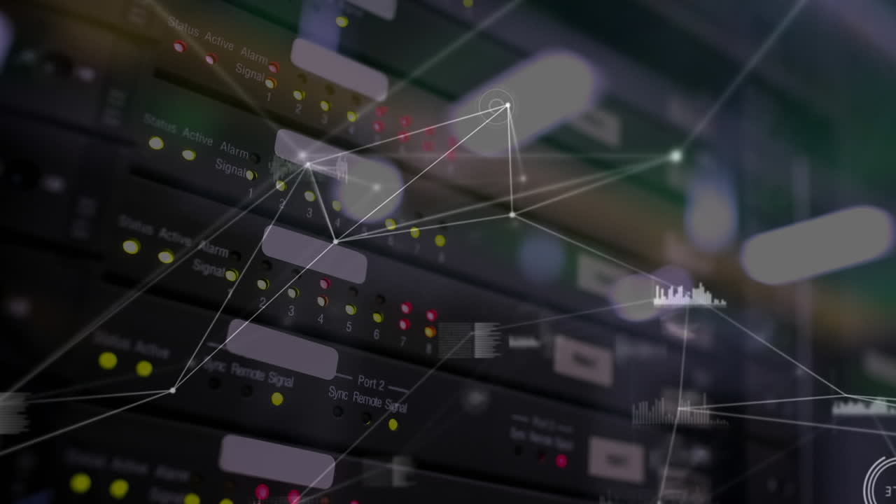 animación de la red de conexiones a través del hardware del servidor informático