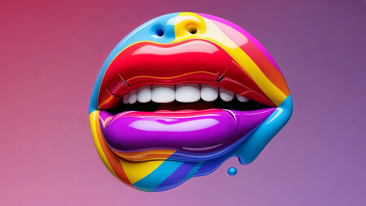 Labbra arcobaleno astratte 3D vibranti