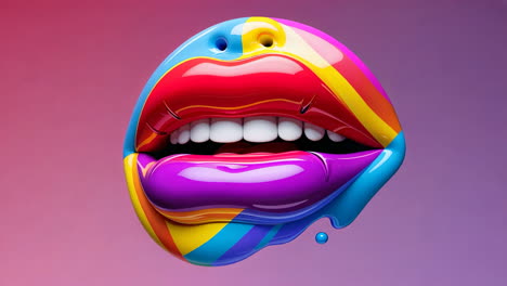 vibrant 3d abstract rainbow lips