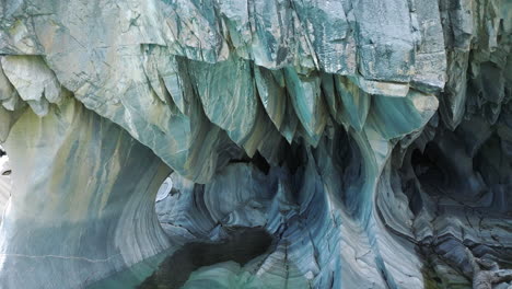 close up view of marble caves on general carrera lake, puerto rio tranquilo