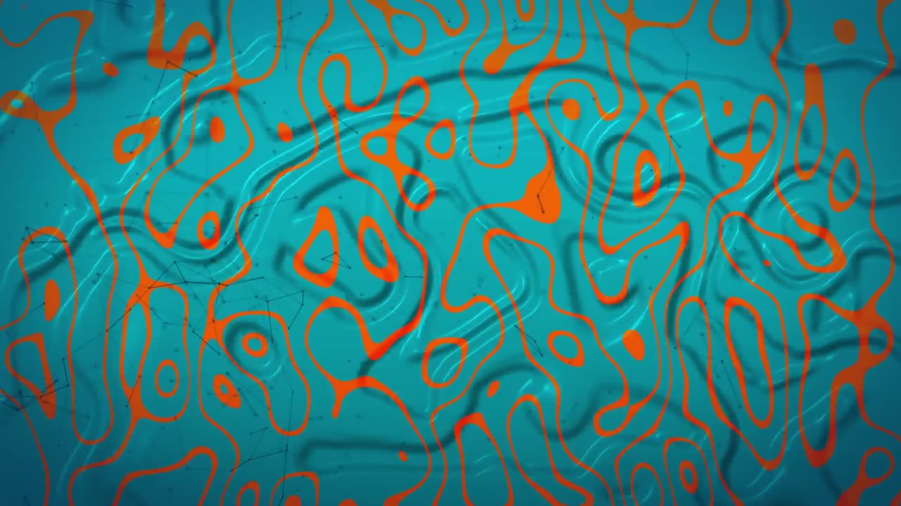 animación de un patrón naranja que se mueve sobre un fondo líquido azul