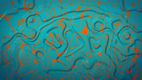 animación de un patrón naranja que se mueve sobre un fondo líquido azul