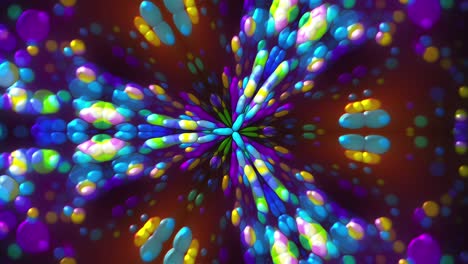 fondo generado por computadora caleidoscopio futurista de puntos de fusión multicolores. representación 3d