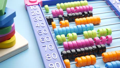 colorful abacus and wooden blocks