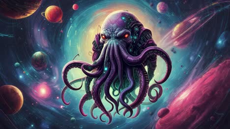 mech pulpo cósmico en el espacio