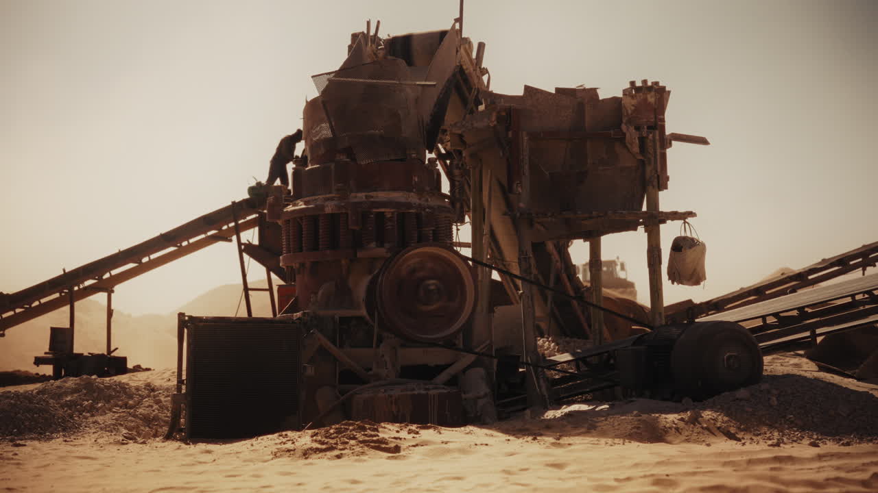 Industrial Machinery in a Desert Mining Site