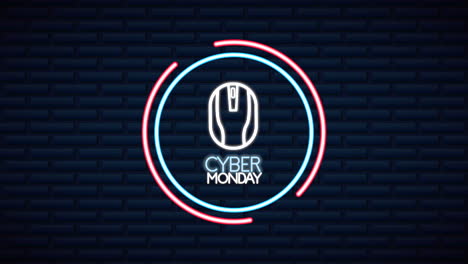 cyber monday neon lights animation with mouse