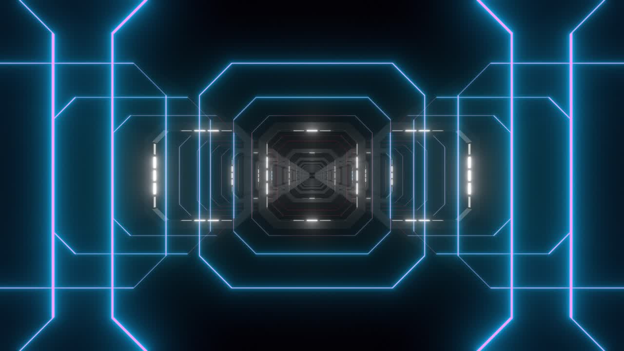 Futuristic Neon Glowing Tunnel