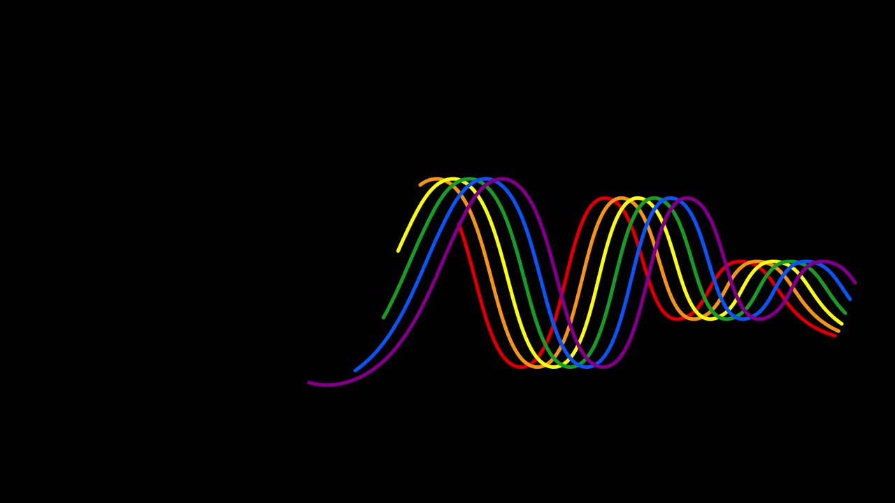 los colores del orgullo volando a través de la pantalla en negro
