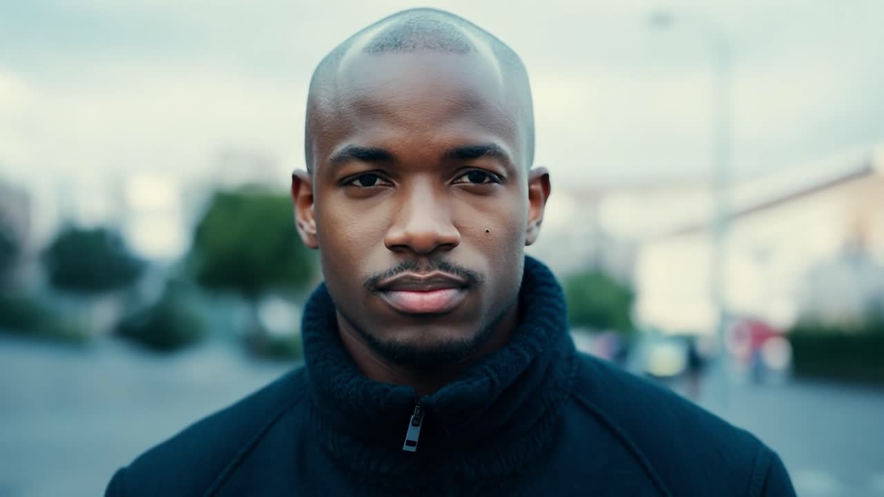 hombre se encuentra con confianza en un entorno urbano, mirando directamente a la cámara en una serie de imágenes llamativas