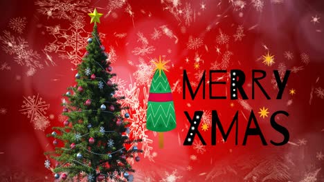 Animation-of-christmas-greetings-text-over-christmas-tree-and-decoration