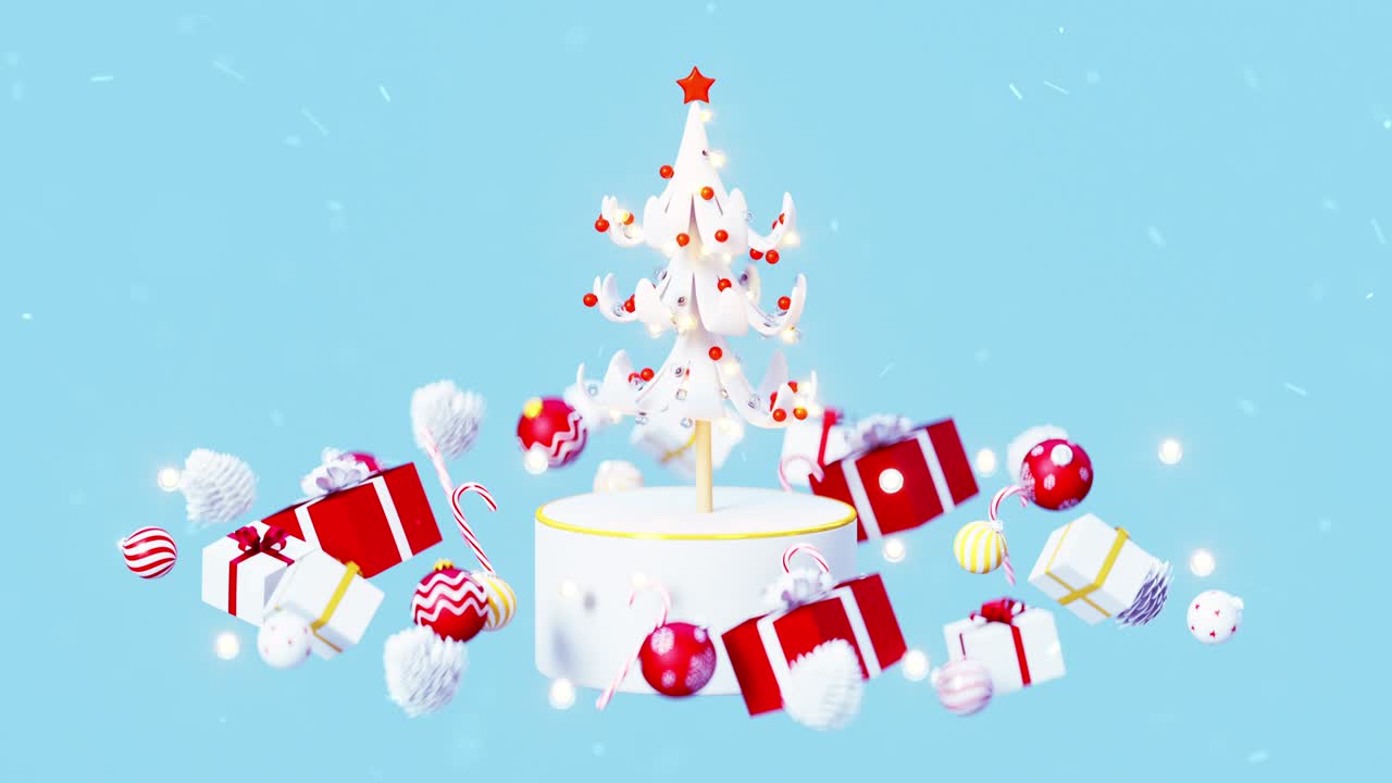 크리스마스 트리 장식품 구성 시엄리스 루프 3d 렌더링 애니메이션