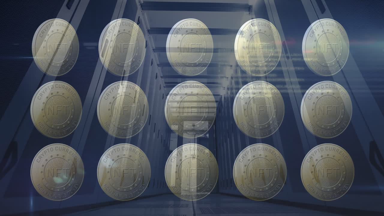 animación de monedas con nft sobre servidores