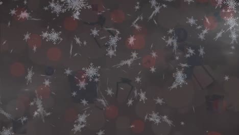 animación de nieve cayendo sobre un fondo oscuro