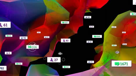animación del procesamiento de datos de las redes sociales sobre un patrón abstracto
