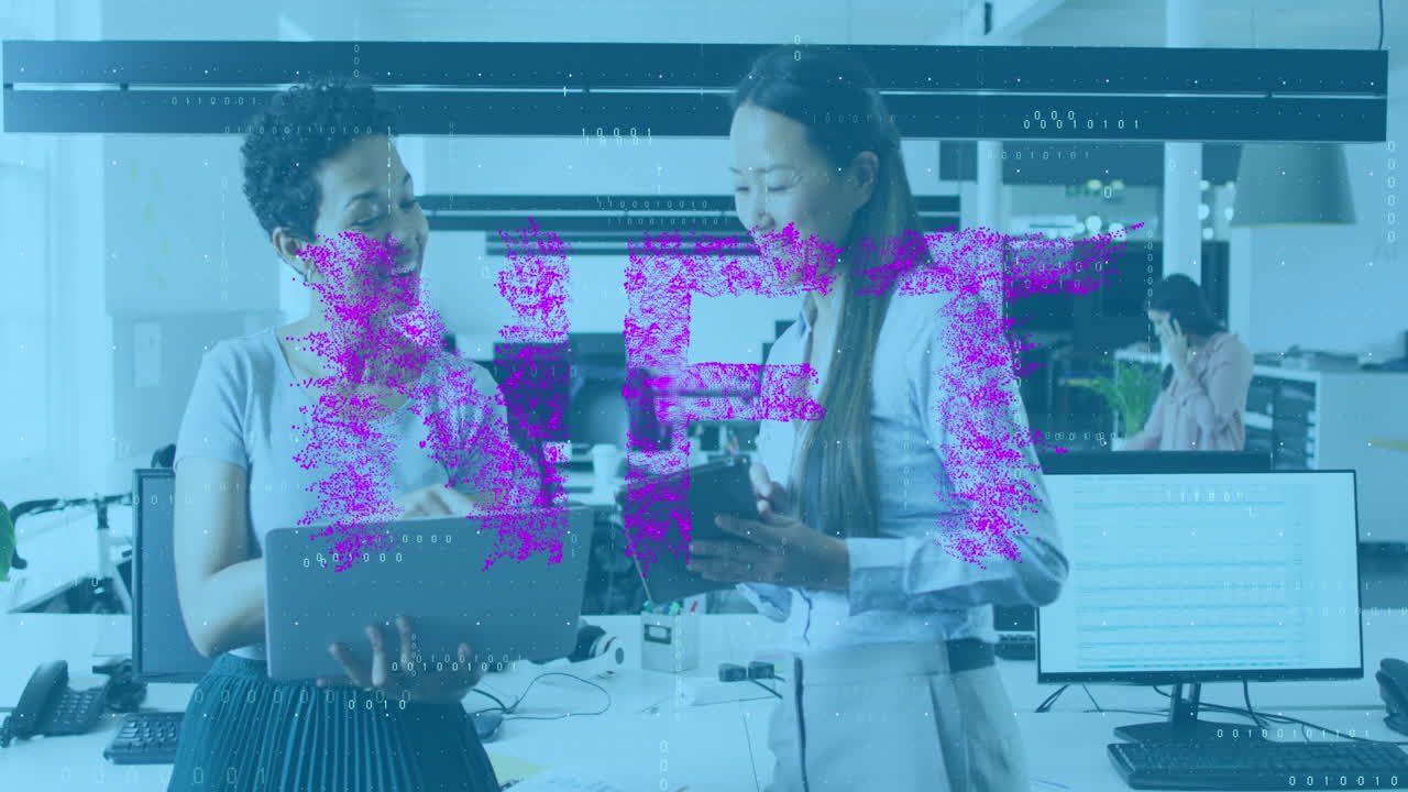 animación de texto nft, estadísticas y procesamiento de datos sobre diversas mujeres empresarias.