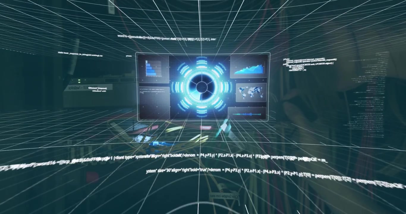 Animation of data processing over caucasian woman inspecting server room