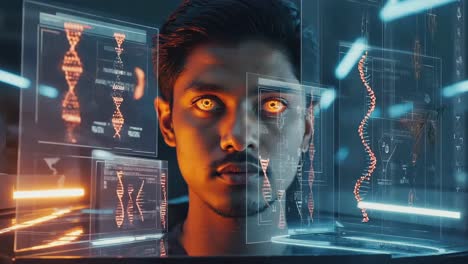 futuristic man in virtual reality