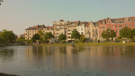 historic architectures in the city near ixelles ponds in brussels, belgium