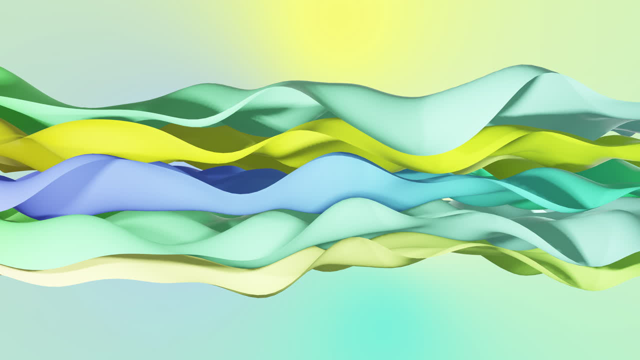 Animation of blue, green to yellow gradient layers waving over gradient background