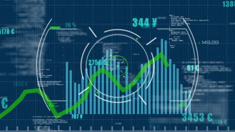 Animation-Der-Verarbeitung-Finanzieller-Daten-Und-Des-Umfangs-Auf-Dunklem-Hintergrund