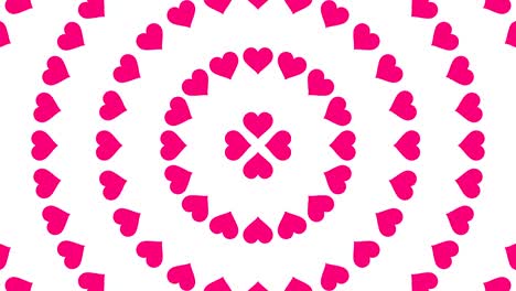 símbolo de corazón rosa patrón de círculo de papel animado de bucle de flip 4k en fondo blanco