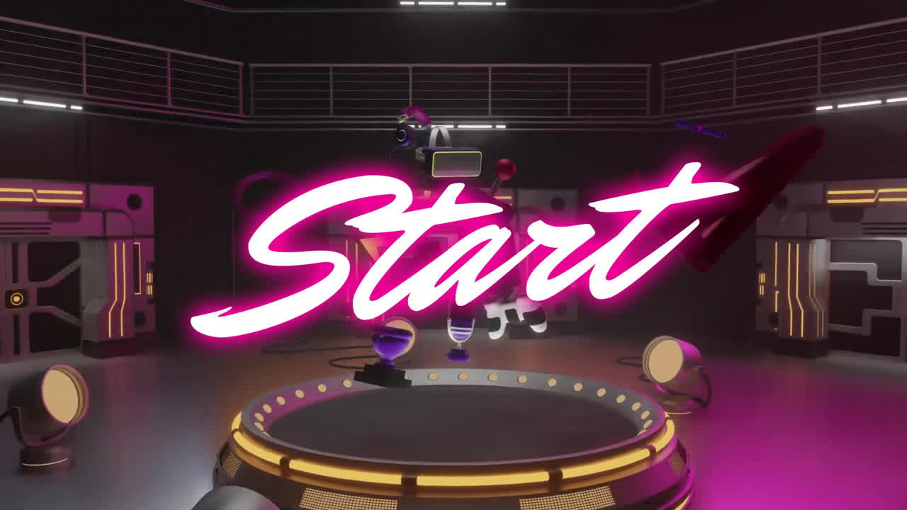 게임 아이콘의 애니메이션과 사이버 을 통해 시작 텍스트