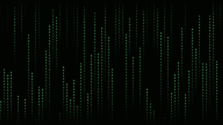 Digital Binary Code Background with Flashing Error Message