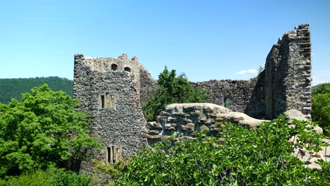 Badenweiler-castle-ruins-on-sunny-day,-Germany