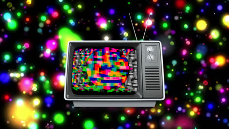 old television and colorful bokeh