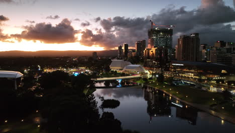 4k drone sunrise adelaide city australia