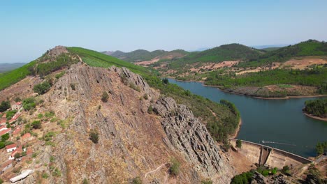 drone shot village of penha garcia in portugal