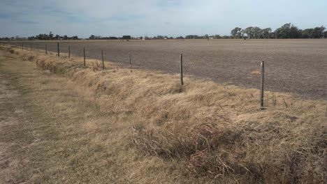 vista panorámica de mano de un campo cosechado
