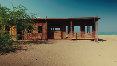 abandoned wooden beach house