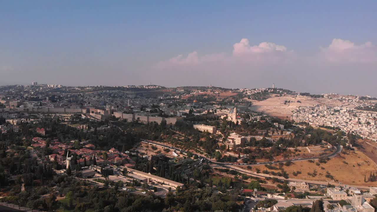 las murallas de la antigua ciudad de jerusalem vista aérea