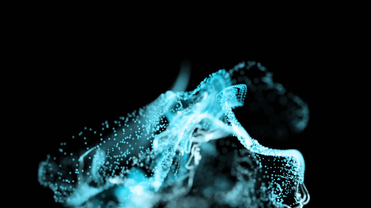 Animation of dots forming dynamic wave pattern against black background