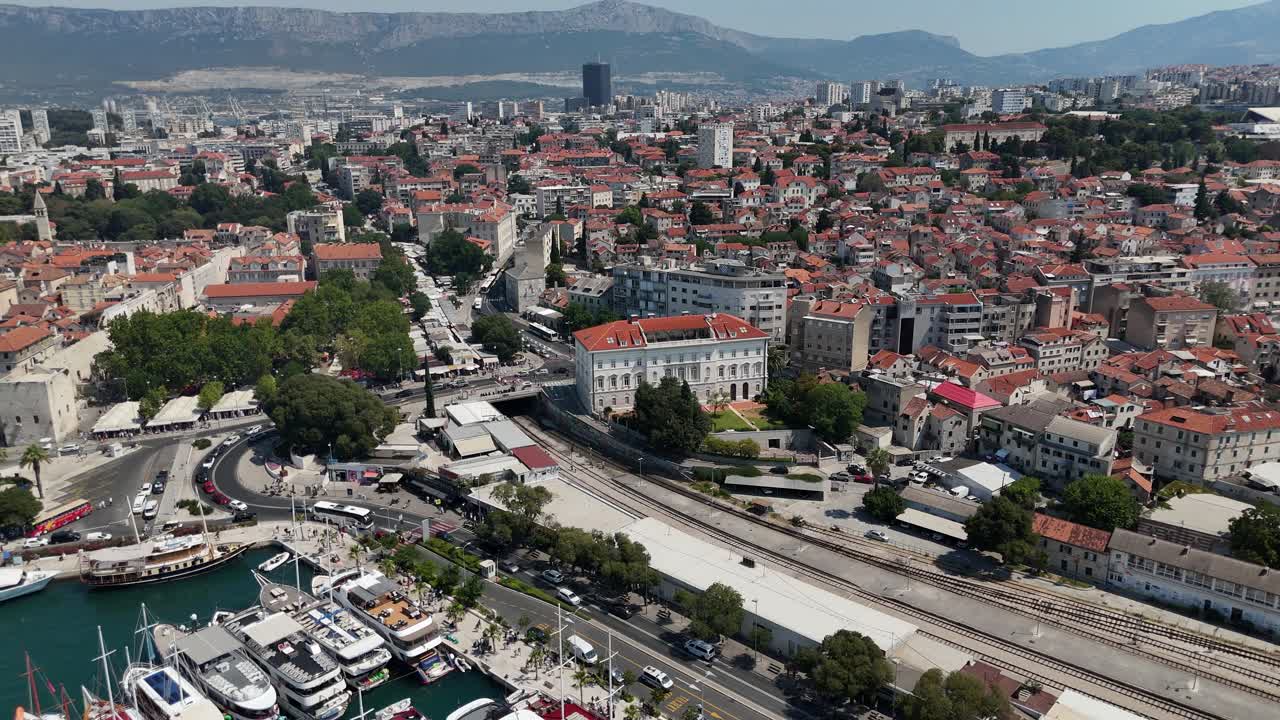 Split harbour port town city croatia balkans south east europe cruise ships aerial drone view