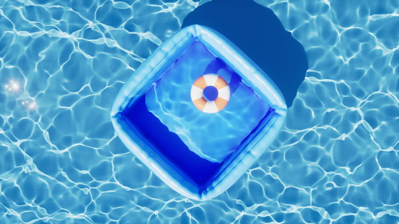 Loop animation of rippled water surface and swimming pool, 3d rendering.