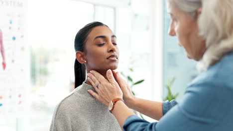 Doctor,-patient-and-hands-on-neck-for-healthcare